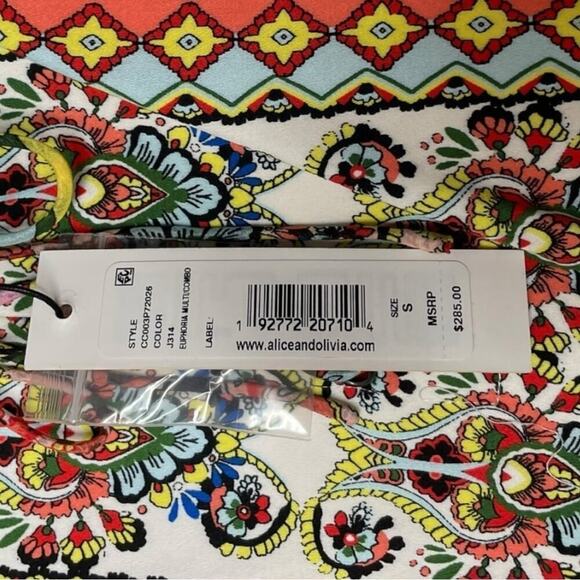 ALICE + OLIVIA MARGARITE TIE-FRONT CROPPED TOP IN PINK Size Small - Picture 7 of 10